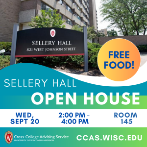 Flyer showing Sellery Open House details